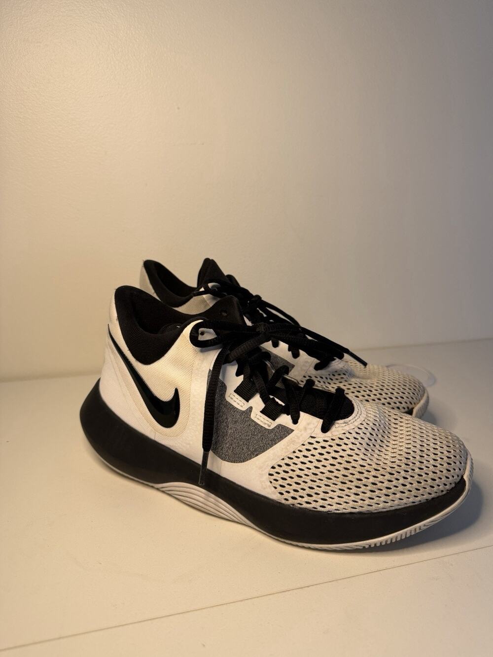 Nike Air Precision II Shoes Mens Sz 6.5 White Black Athletic Basketball Sneakers